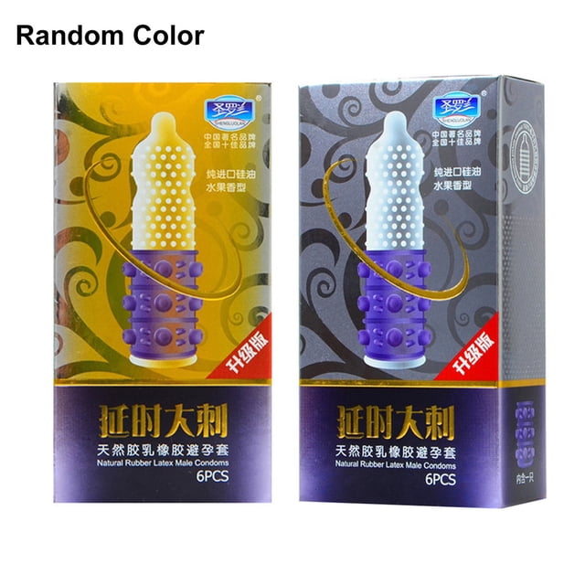 XI * 6Pcs Látex Anticonceptivo Condones Juguetes Sexuales Retardo Eyaculación Pene Manga