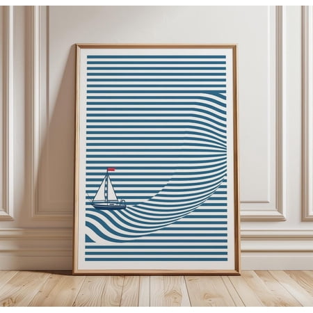 Minimalist Sailboat Poster Nautical Ocean Line Art