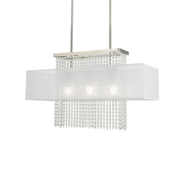 Livex Lighting 41123 Bella Vista 3 Light 30 Wide Crystal Linear Chandelier Nickel Com Livex Lighting 41123 Bella Vista 3, Crystal Polished Nickel Linear Chandelier