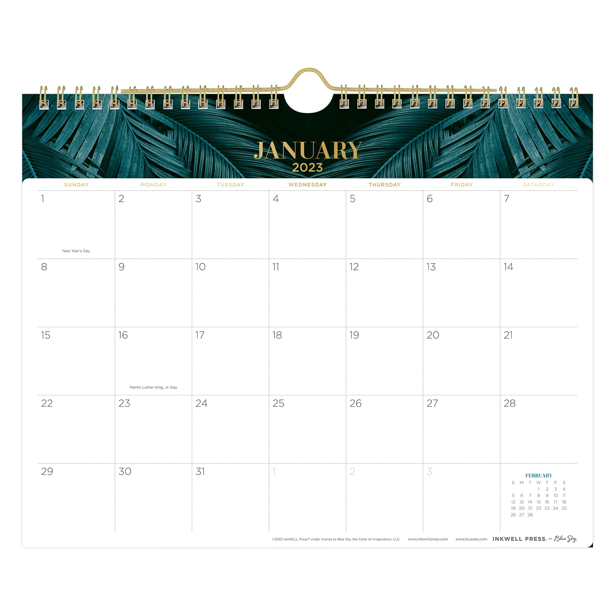 Blue Sky™ Monthly Wall Calendar, 83/4" x 11", Palms, January To