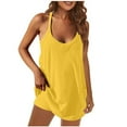 thumbnail image 3 of TOWED22 Womens Tennis Dress Workout Mini Dress with Shorts Sleeveless Spaghetti Straps Golf Athletic Workout Dresses(Yellow,XXL), 3 of 7