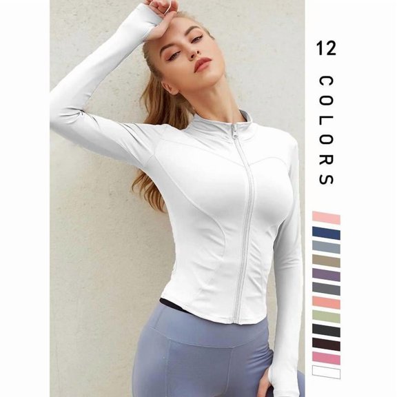 Top-kevin Women's Thumb Holes Solid Zip Up Mock Neck Spring Sports Jacket, Back To School Outfits, Fashion Long Sleeve Sports Outerwear for Tennis Pickleball Gym Yoga Workout Running