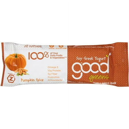 Good Greens Soy Greek Yogurt Pumpkin Spice Wellness Bar, 1.76 oz, (Pack of 12)