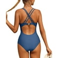 thumbnail image 6 of BeautyIn Women V Neck One Piece Swimsuits Double Strappy Monokini Bathing Suits, 6 of 7