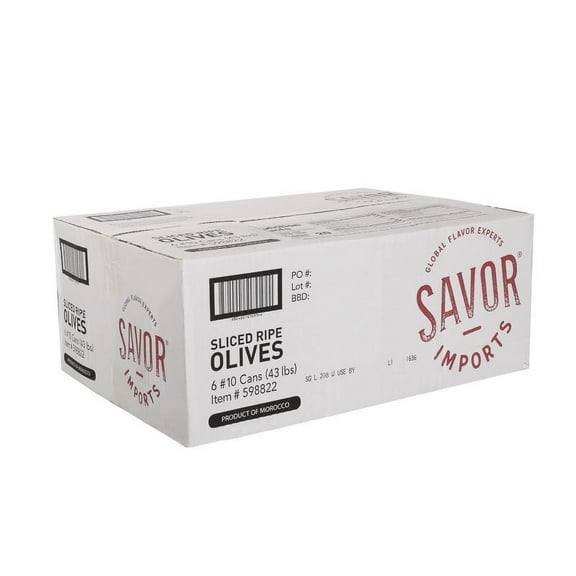 (Price/Case)Savor Imports Morocco Sliced Ripe Olives 10 Pounds - 6 Per Case