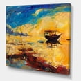 thumbnail image 3 of Designart ' Abstract Boat At The Ocean Horizon During Sunset ' Nautical & Coastal Canvas Wall Art Print, 3 of 4