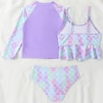 thumbnail image 6 of MEZZALL Summer Fish Scale Pattern Girls Long Sleeve Zip Up Rash Guard Swimwear Two Piece Separates With Swim Shorts Brazilian Beachwear, 6 of 8