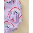 thumbnail image 5 of stylesilove Baby Toddler Girls Rainbow Print One-Piece Swimsuit Ruffle Crisscross Back Bathing Suit Beach Swimwear (24 Months, Lilac), 5 of 7