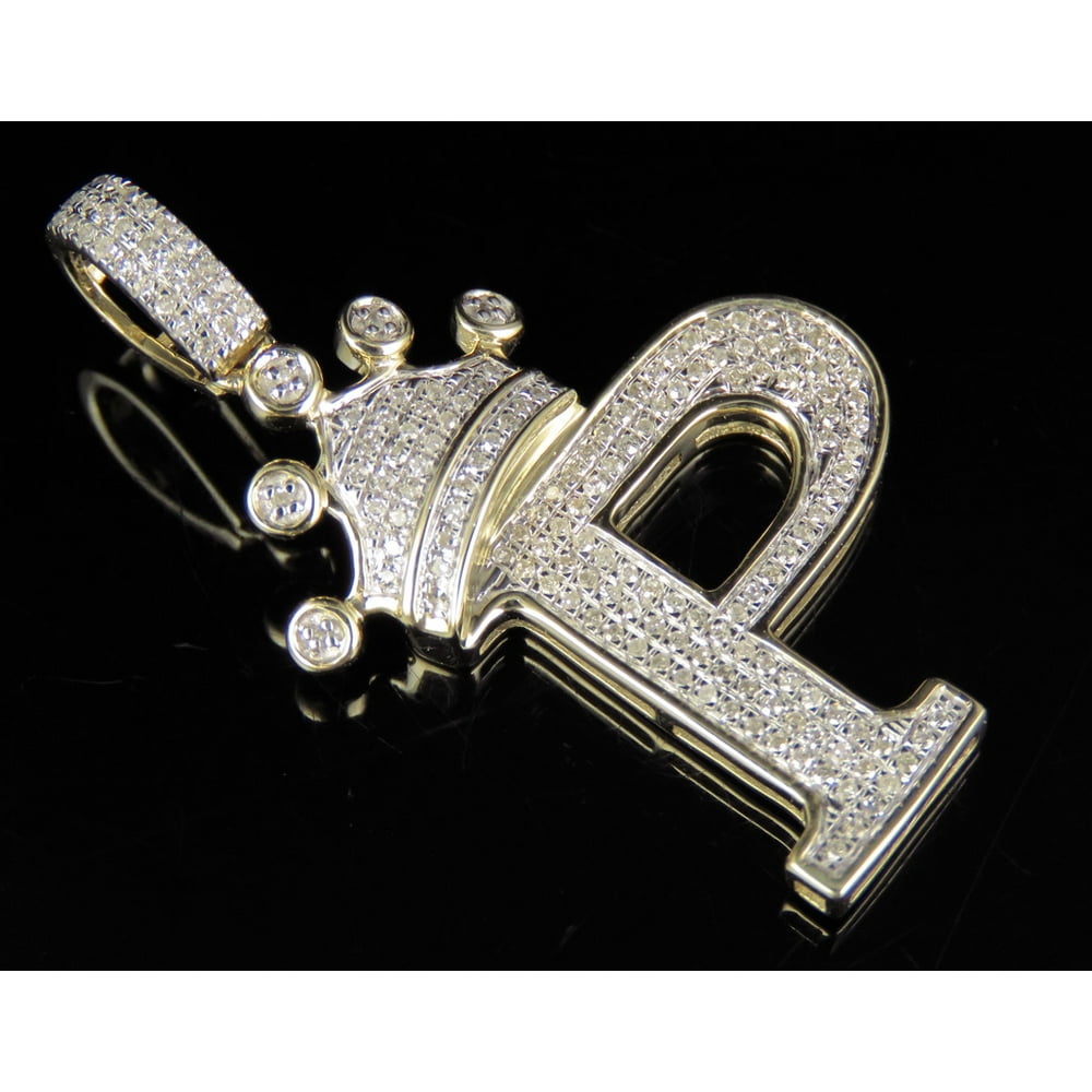 Jewelry Unlimited Initial Letter P Crown Diamond Custom Pendant In