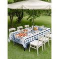 thumbnail image 4 of Outdoor Tablecloth with Umbrella Hole for Patio/Picnic/Party/Camping, Blue Coastal Waterproof Table Cloth Rectangle Table Cover Washable, Orange Starfish Coral Summer Beach Nautical (60"x 84"), 4 of 8