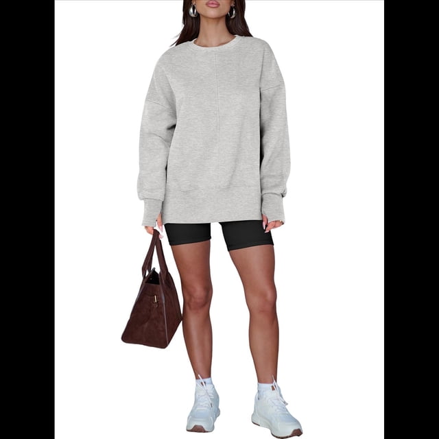 Sudaderas de Gran Tamaño para Mujer, Sudaderas con Capucha de Larga con Abertura para el Pulgar, Camisetas con Abertura Lateral, Tops Estilo Y2K Gris M
