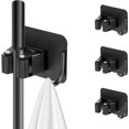 thumbnail image 1 of Juego de 4 soportes para escoba montados en la pared (negro) Soporte para escobas montado en la pared Sin taladrar Soporte autoadhesivo para fregona con ganchos Almacenamiento Cocina Ahorro de espacio, 1 of 5