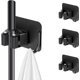 thumbnail image 1 of RV Juego de 4 soportes para escoba montados en la pared (negro) Soporte para escobas montado en la pared Sin taladrar Soporte autoadhesivo para fregona con ganchos Almacenamiento Cocina Ahorro de espacio para baño Jardín Garaje Hogar brillar Electrónica, 1 of 5