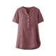 thumbnail image 2 of TaTaai Summer V Neck Casual Top, Women's Half Button Open Front Design, Linen Inspired Short Sleeve Solid Color Shirt Gift, 2 of 9