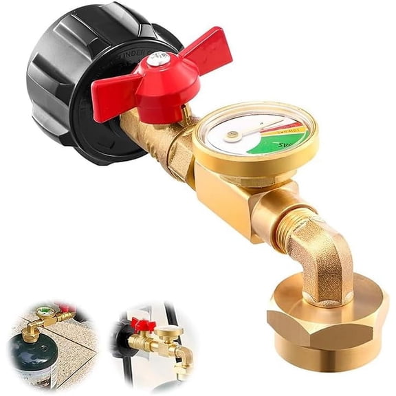 Propane Refill Adapter with Valve and Gauge,for Filling 1lb Bottles from a 20lb Tank,Fits QCC1/Type1 Propane Tanks and 1lb Disposable Cylinders