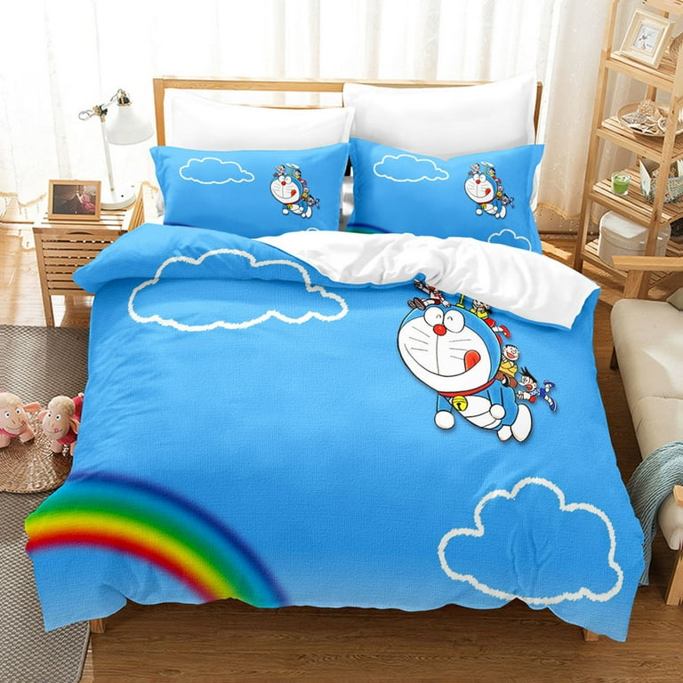 Doraemon Bedding Sets Anime Doraemon Duvet Cover Set with 1 Duvet Cover and 1 2 Pillow Shams Gifts for Girls Boys Teen Without Comforter Walmart