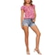 thumbnail image 2 of INSPIRAR CHIC Blusas de verano con cuello en V con volantes y mangas cortas para mujeres XS Rosa intenso, 2 of 6