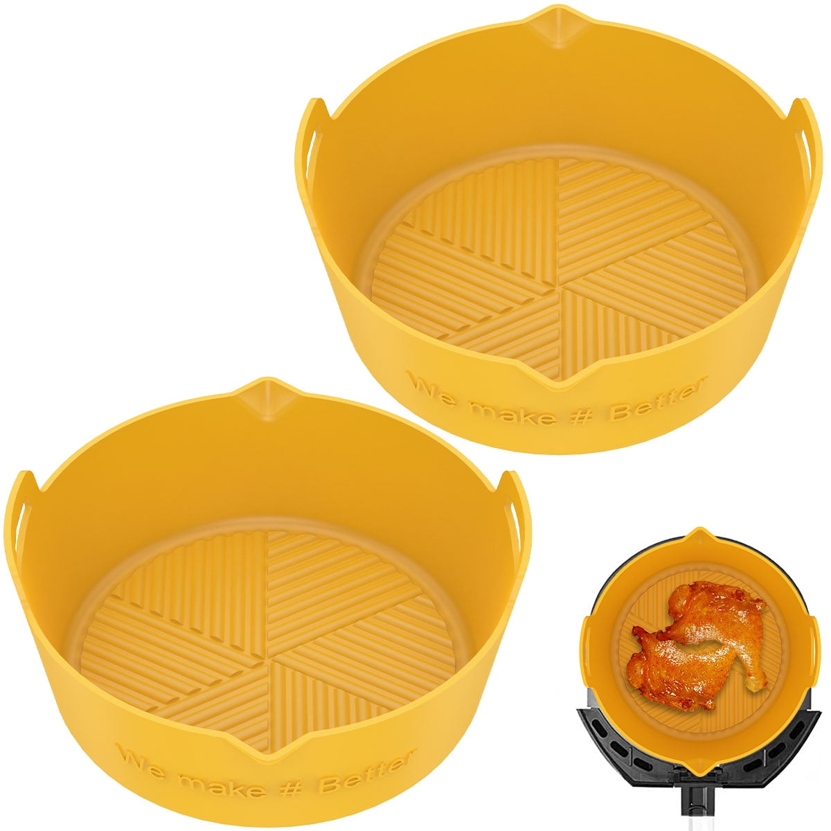 2-Pack Ninja Foodi Dual Silicone Air Fryer Liners, Heavy-Duty Air Fryer  Silicone Pots, Reusable Air Fryer Accessories Insert, Food-Grade BPA-Free,  for 6-8QT Dual Basket DZ201/DZ100/DZ090 and More 