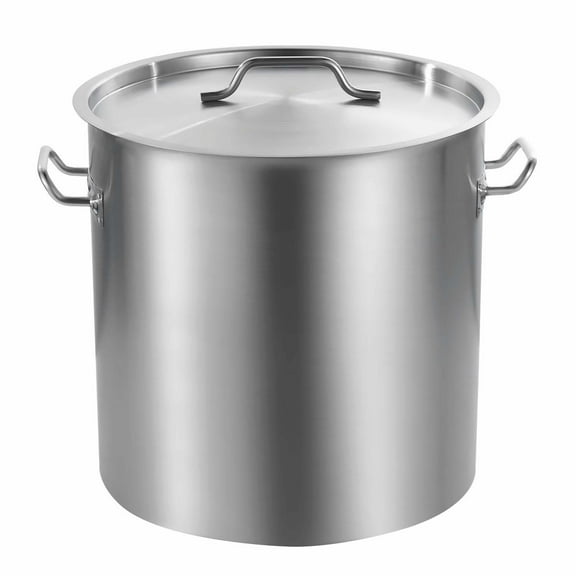 53 QT Stainless Steel Stockpot - Large Capacity Kitchen Pot with Lid & Handles - Heavy Duty Cooking Pot for Stewing, Soup, Fry - Commercial & Home Use