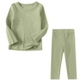 thumbnail image 2 of Swuxness Toddler Long Sleeve Home Two Piece Sets, Kids Fall Casual Long Pants Sets, Kids Solid Color Casual Homewear Outfit Sets for Boys and Girls Army Green, 4-5 Years, 2 of 4