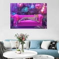 thumbnail image 6 of Mudket Neon Fuchsia Leopard Canvas Wall Art, Modern Glow Feline Print with Satin Texture, Waterproof Framed Art for Apartment Home Decor, Ready to Hang - 18"L x 12"W, 6 of 8