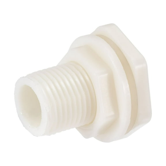 Uxcell Male Pipe Fitting ABS Plastic Bulkhead Fitting with Silicone Gasket White G1/2 1