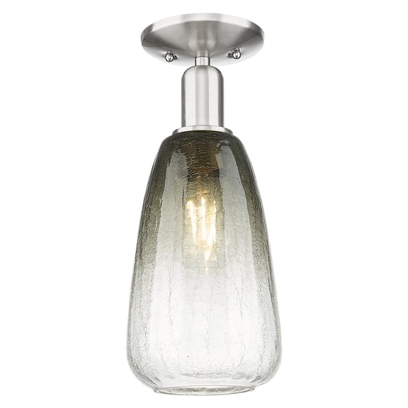 716-1C-SN-G480-6SL Innovations Lighting Brookhaven Almond - 1 Light Semi-Flush Mount-6 Inch Wide and 14.5 Inch Tall-Brushed Satin Nickel Finish-Slate