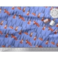 thumbnail image 3 of Soimoi Blue Rayon Fabric Artistic Tree & Wolf Animal Printed Craft Fabric by the Yard 42 Inch Wide, 3 of 5