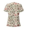 thumbnail image 3 of Goofa Squirrel In The Forest Pattern Womens Deep V Neck Low Cut Tops Casual Summer Short Sleeve Ribbed Knit T-Shirts-Small, 3 of 5