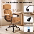thumbnail image 5 of Patbrela Office Chair PU Leather Comfy Swivel Desk Chairs with 6-Position Adjustable Headrest, Brown, 5 of 9