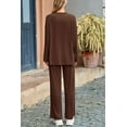 thumbnail image 3 of PRETTYGARDEN Women's Two Piece Lounge Sets Matching Long Sleeve Shirts Wide Leg Pants Tracksuits Travel Outfits Fall Clothes, 3 of 10