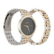 Jones New York Men's Quartz Movement Metal Analog Watch and Bracelet Set, Black/Gold/Silver