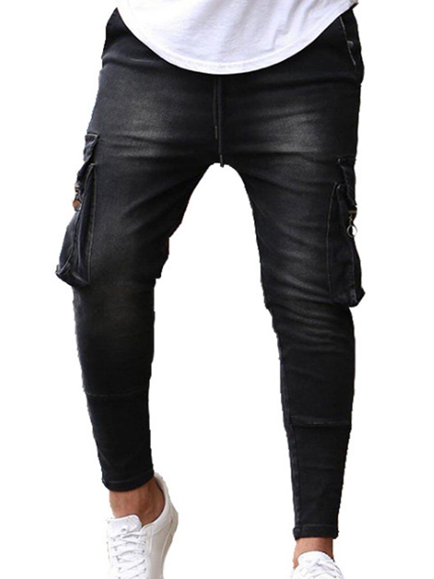mens black jeggings