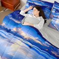 thumbnail image 3 of Castle Fairy Soft Sunrise Mirror Shore Full Size Bedding Sets 7 Pieces,Pastel Cloud Calm Ocean Seascape Full Size Bed in a Bag,Lavender Sky,Grey Reversible, 3 of 7