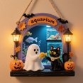 thumbnail image 6 of Diceymbol Spooky Cute Halloween Hanging Ornaments Friendly Ghost Scene Decor with Lantern and Cat Designs for Halloween Tree Home Decor and Seasonal Display, 6 of 8