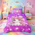 thumbnail image 2 of meiyoeat Cute Unicorn Twin Duvet Cover For Girls,Pink Cute Flowers Stars Twin Bedding For Kids,Colorful Stars Reversible,2 Pieces(No Comforter), 2 of 6