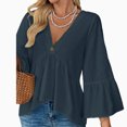 thumbnail image 2 of jowamay Peplum Shirts for Women Ruffle 3/4 Sleeve Summer Going Out Blouses Vintage Casual Tops for Everyday Wear, 2 of 10