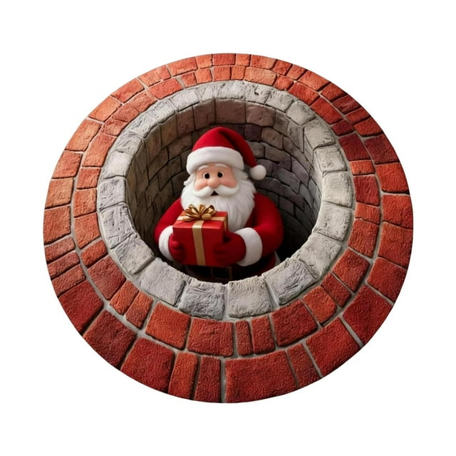 Siruishop Christmas Door Mat Holiday Decor Christmas Round Rug for Bathroom Party Home L L