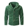 thumbnail image 2 of Men's Fleece Plush Loungewear Sets Bottoms Botton up Casual Jogging Gym Suit Jacket Green XXL, 2 of 7