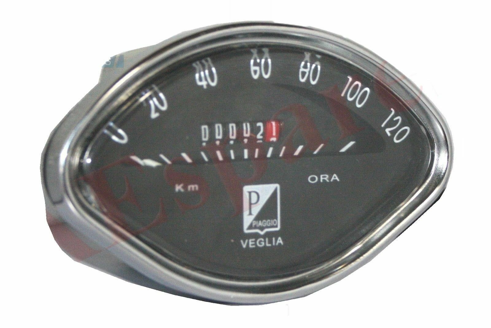 Black Vespa Speedometer Tachometer 0120 Kph VBB SS GS Sprint Speedo