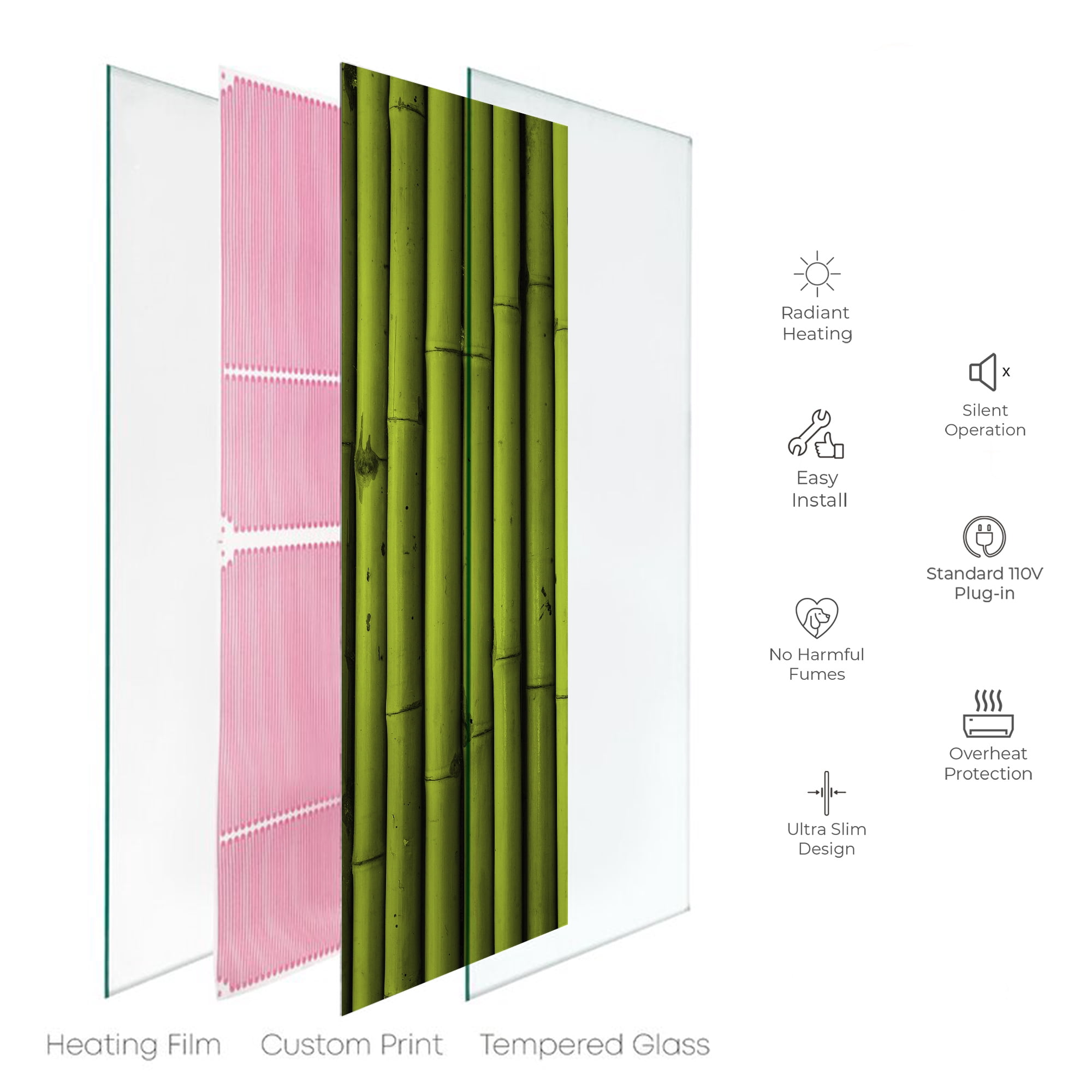 Heat Storm Electric Glass Infrared Heater, Indoor, Bamboo, HS-BAM-2448 Sansujyuku sansujyuku.com