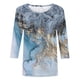 thumbnail image 4 of Fiudx Ofertas Flash Del Día Blusa Holgada Estampada con Cuello Redondo Retro de Manga Corta a La Moda para Mujer, Manga Tres Cuartos, 4 of 4