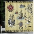 thumbnail image 4 of Ambesonne Hand Drawn Shower Curtain, Antique Map Pirate, 69"Wx75"L, Beige Red Grey, 4 of 5