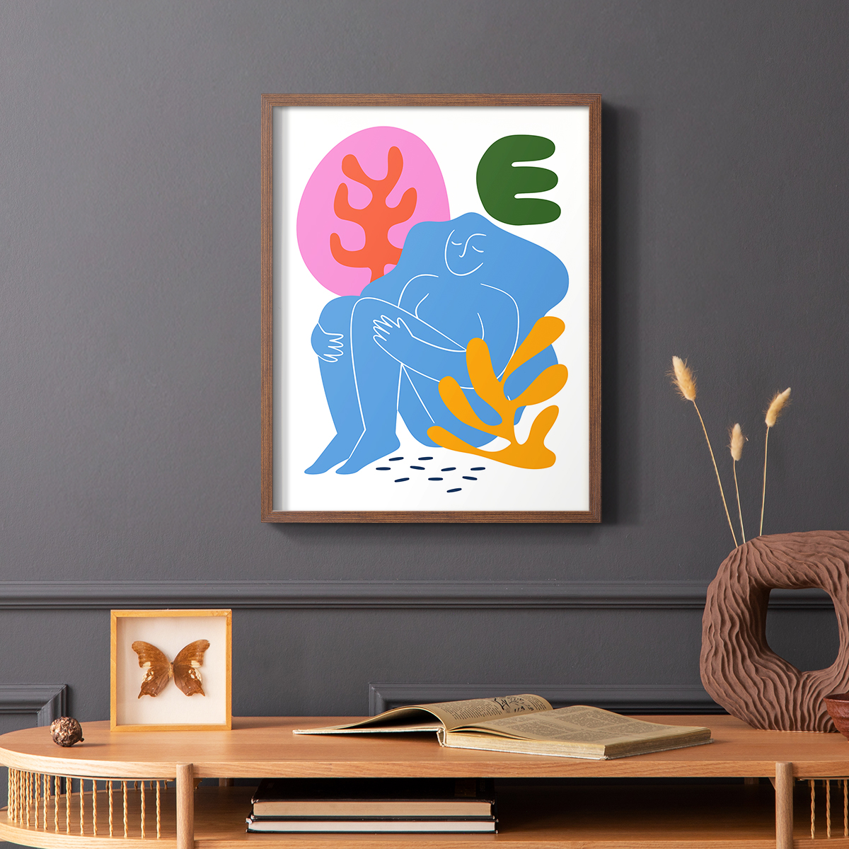 Matisse CDXLI in Brown Solid Wood Framed Print No Nail Hanging