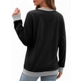 thumbnail image 3 of MOYIKO Color Block Sweatshirts for Women V Neck Long Sleeve Shirts Fashion Tops Pullover Sweatshirts Fall Outfits, 3 of 7