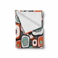 thumbnail image 2 of Retro Soft Flannel Fleece Throw Blanket, Funky Square Shaped Lava Flowers with Abstract Inner Forms Print, Cozy Plush for Indoor and Outdoor Use, 60" x 80", Baby Pink Orange, by Ambesonne, 2 of 6