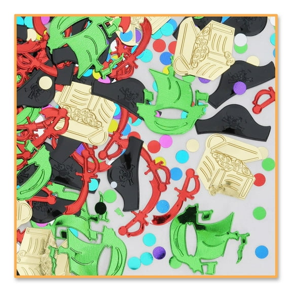 Beistle Pirate Party Themed Cutout Plastic Confetti, 1 Pack, Multicolored