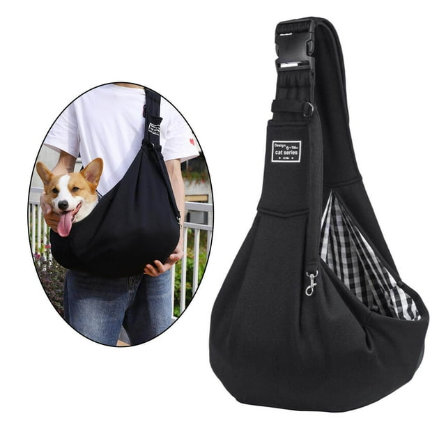 Maoww Main Libre Fronde Porte-Bébé Chat Chien Pliable Simple Sac à Bandoulière Noir