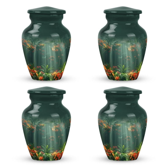 Tropical Radiance - Small Urn For Ashes - Cremation Container - Burial Urns For Adult Human Ashes - Urn For Burial In Ground - Memorial Urn (Size-3inch,4pcs)
