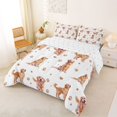 thumbnail image 3 of Manfei Cartoon Golden Retriever King Size Comforter Sets, Cute Love Heart Comforters King Size, White Gold, Reversible, 3 Pieces, 1 Comforter and 2 Pillowcases, 3 of 7